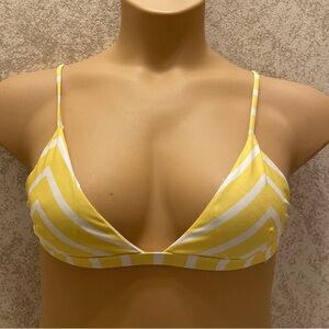 Zaful Yellow and White Chevron Striped Bikini Top